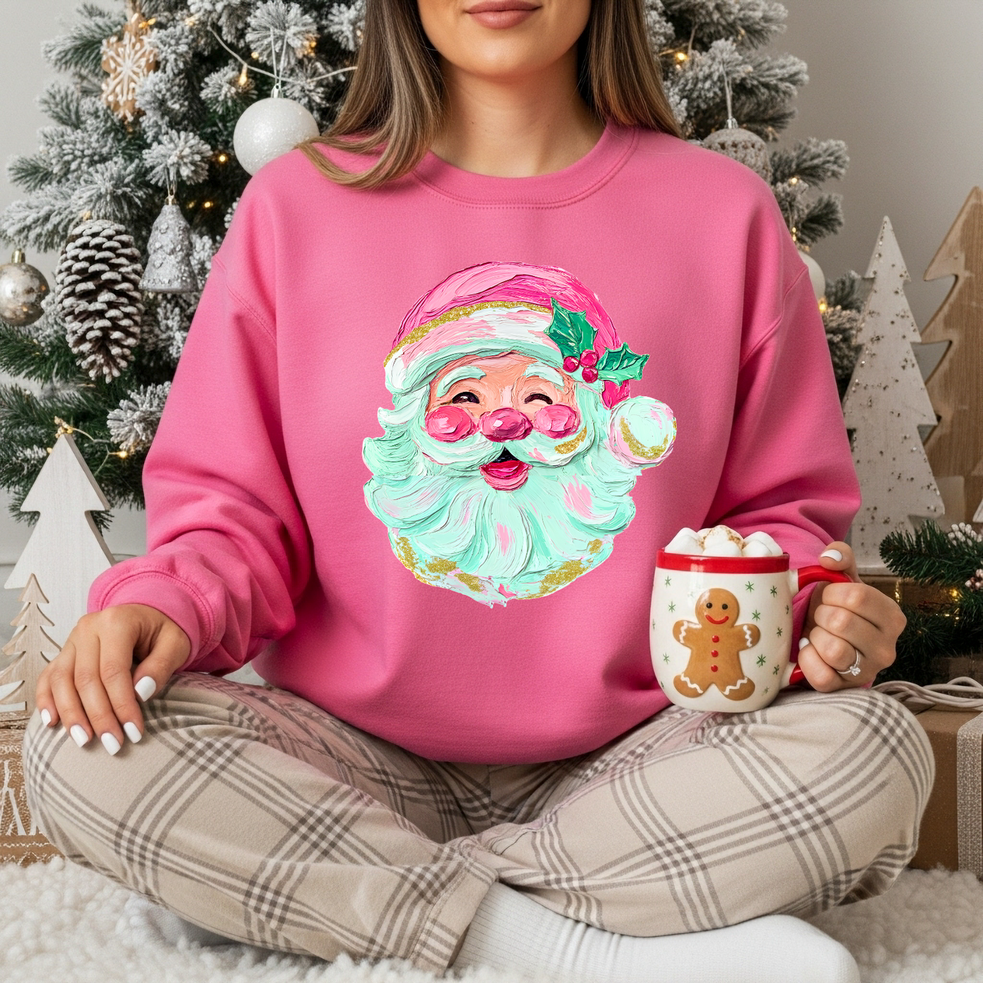 Pink Painted Santa Sweater