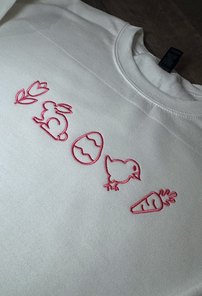 EMBROIDERED EASTER THINGS SWEATER