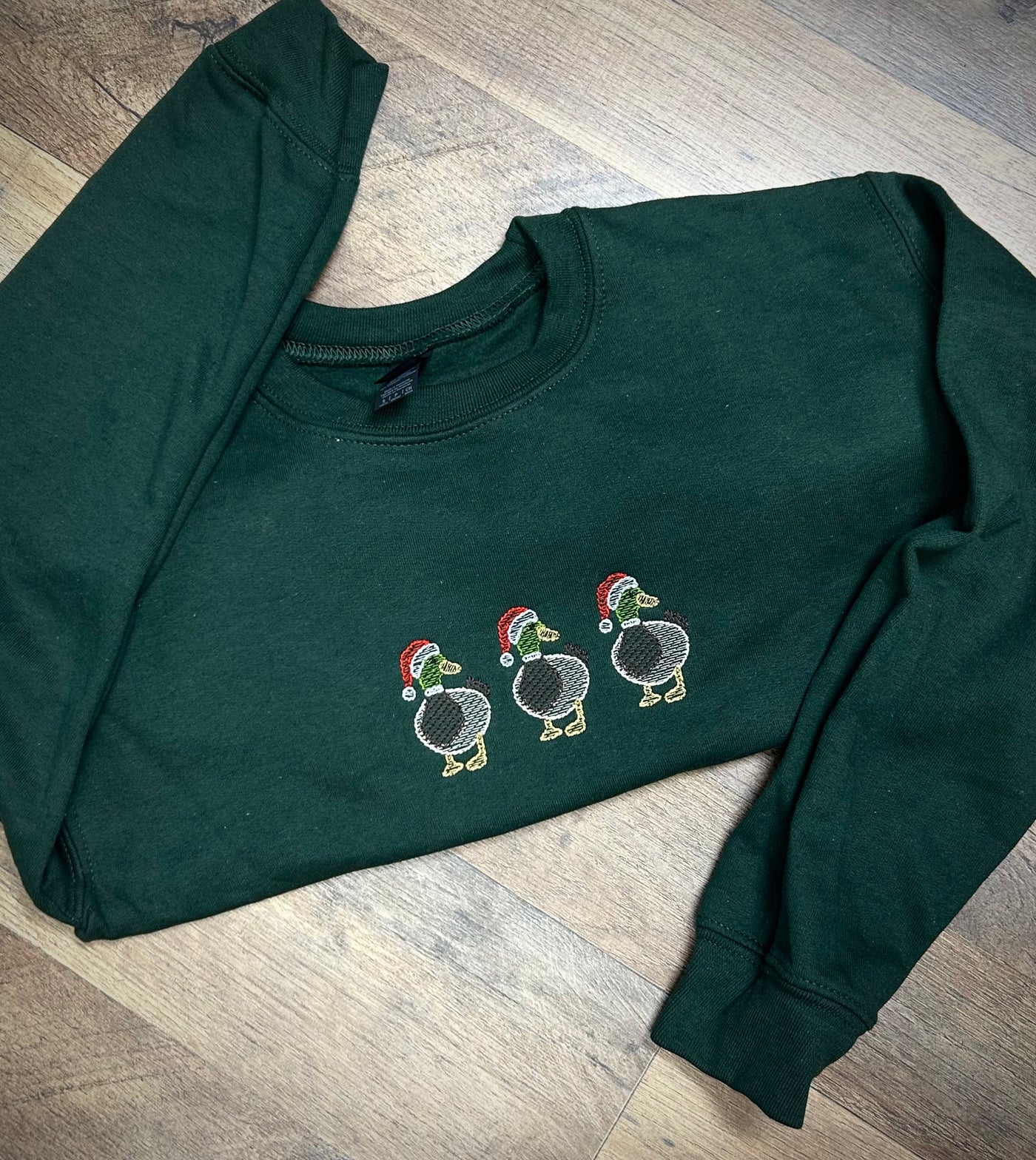 Embroidered Christmas Hat Ducks Sweater