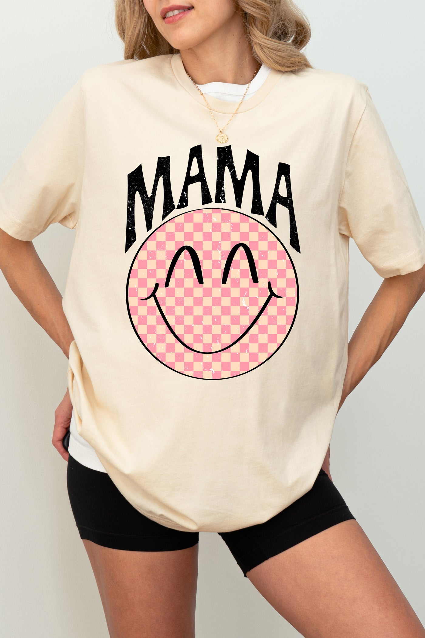 MAMA SMILEY FACE - BLUE + PINK
