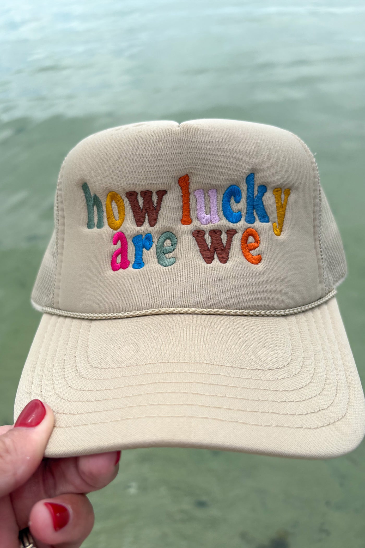 HOW LUCKY ARE WE EMBROIDERED CAP