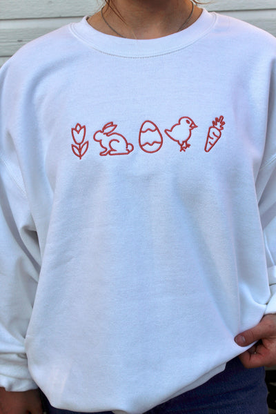 EMBROIDERED EASTER THINGS SWEATER
