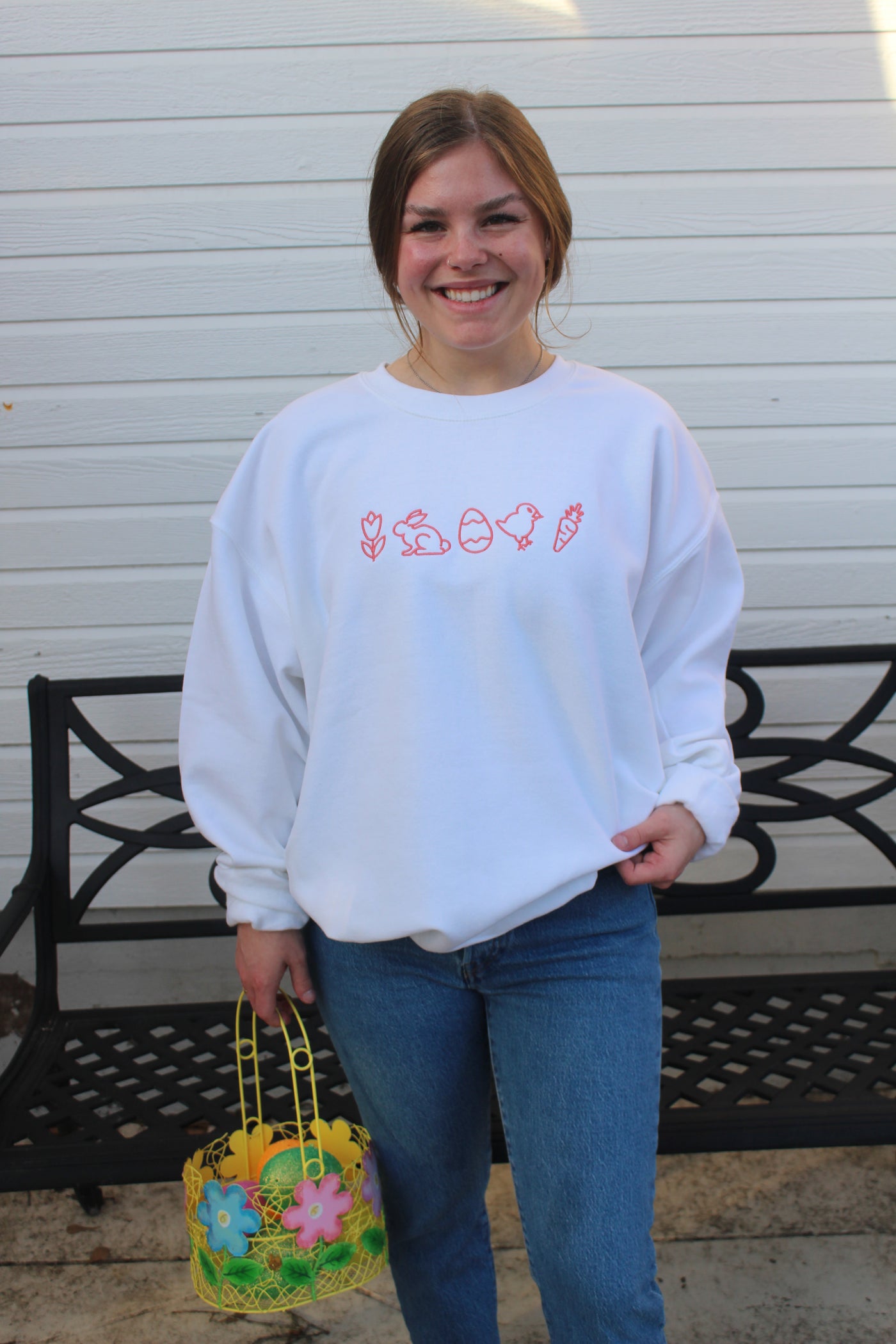 EMBROIDERED EASTER THINGS SWEATER