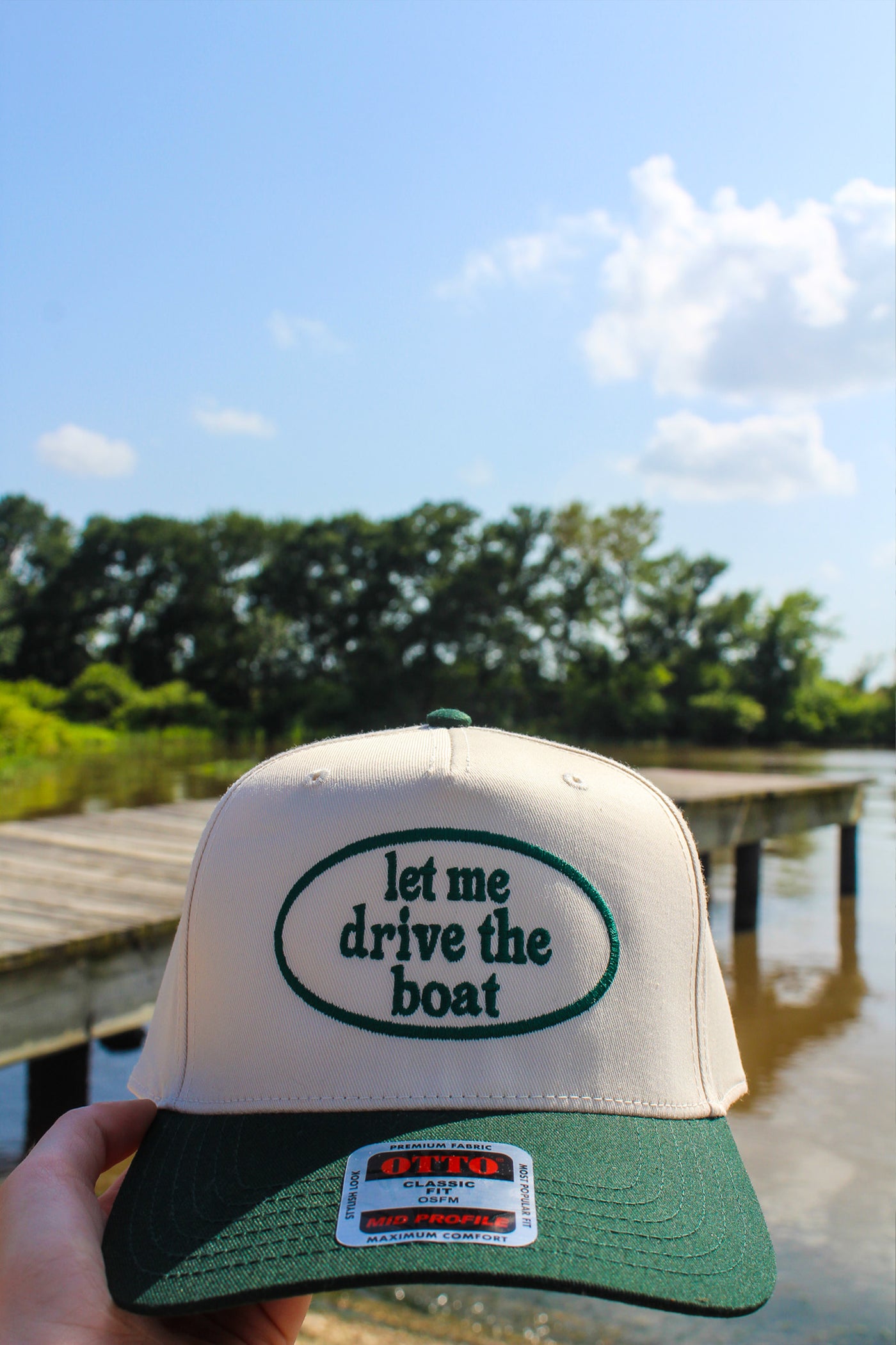 LET ME DRIVE THE BOAT EMBROIDERED TRUCKER