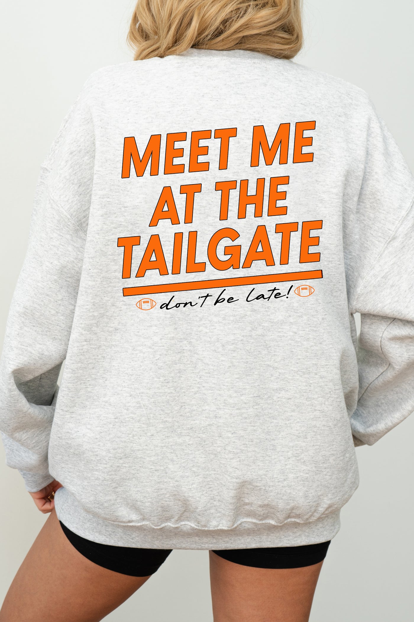 CUSTOM MEET ME AT THE TAILGATE GRAPHIC SWEATER