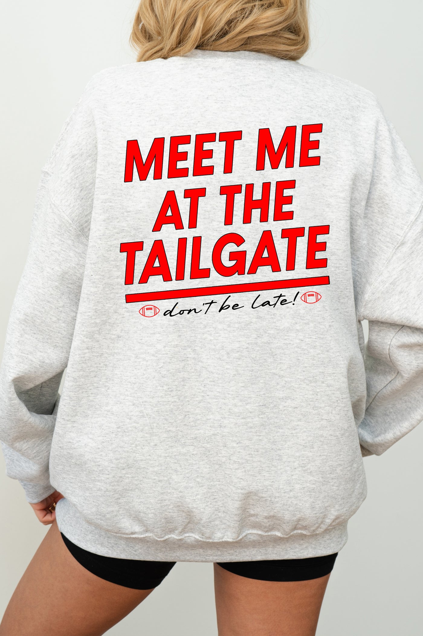 CUSTOM MEET ME AT THE TAILGATE GRAPHIC SWEATER