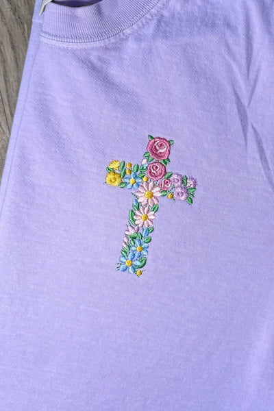EMBROIDERED CROSS TEE