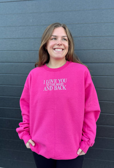 I LOVE YOU TO THE MOON AND BACK EMBROIDERED SWEATER