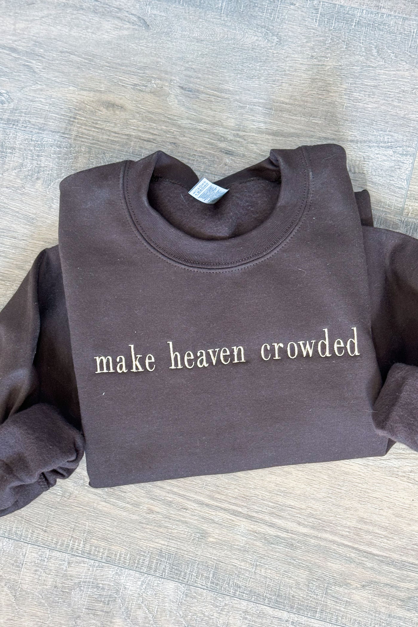 MAKE HEAVEN CROWDED EMBROIDERED SWEATER