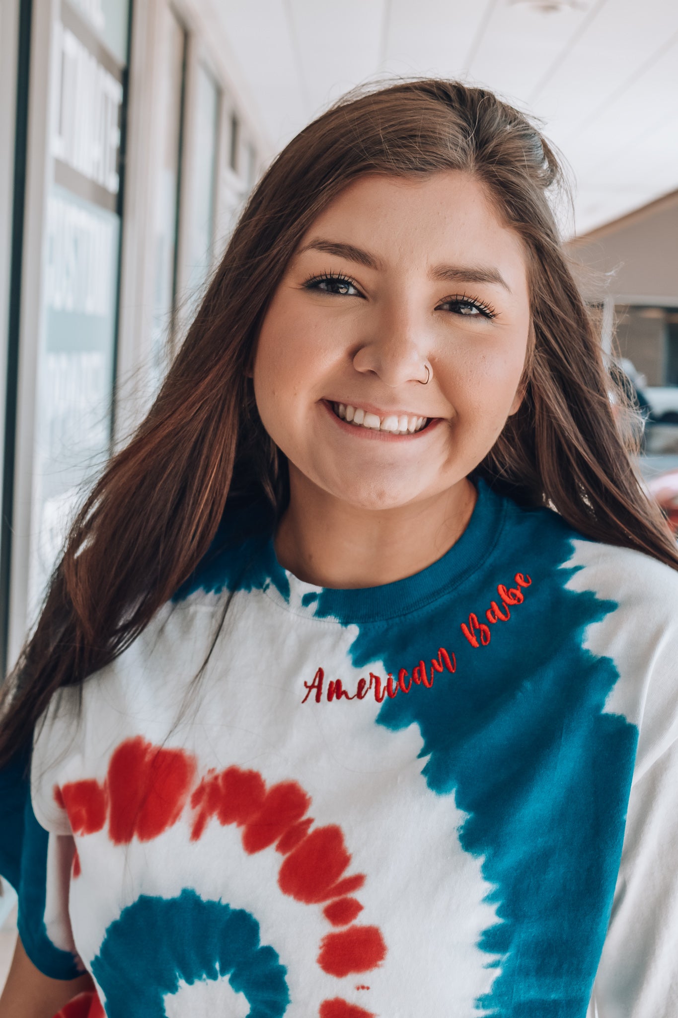 AMERICAN BABE EMBROIDERED TIE DYE TEE